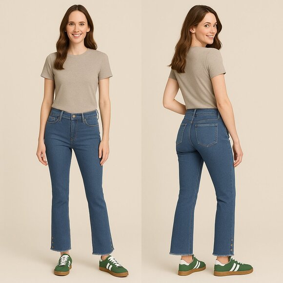 KUT FROM THE KLOTHπ Kelsey Mid-Rise Slim Bootcut Jeans π Raw Hem + Button Deta - Picture 4 of 16